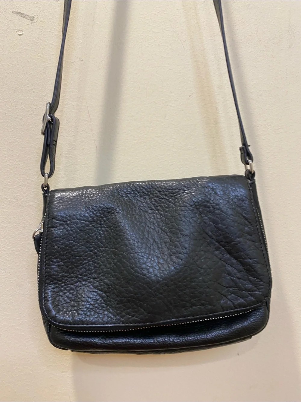 MARGOT Black Pebblet Leather Crossbody Bag - Classic Women's Shoulder Bag